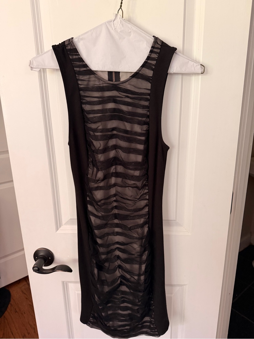 Armani Exchange Black Sheer Panel Midi Dress